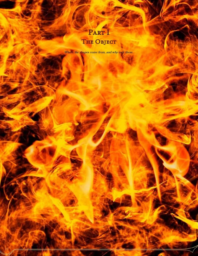Part I divider from the book: The Object, set on a field of flame